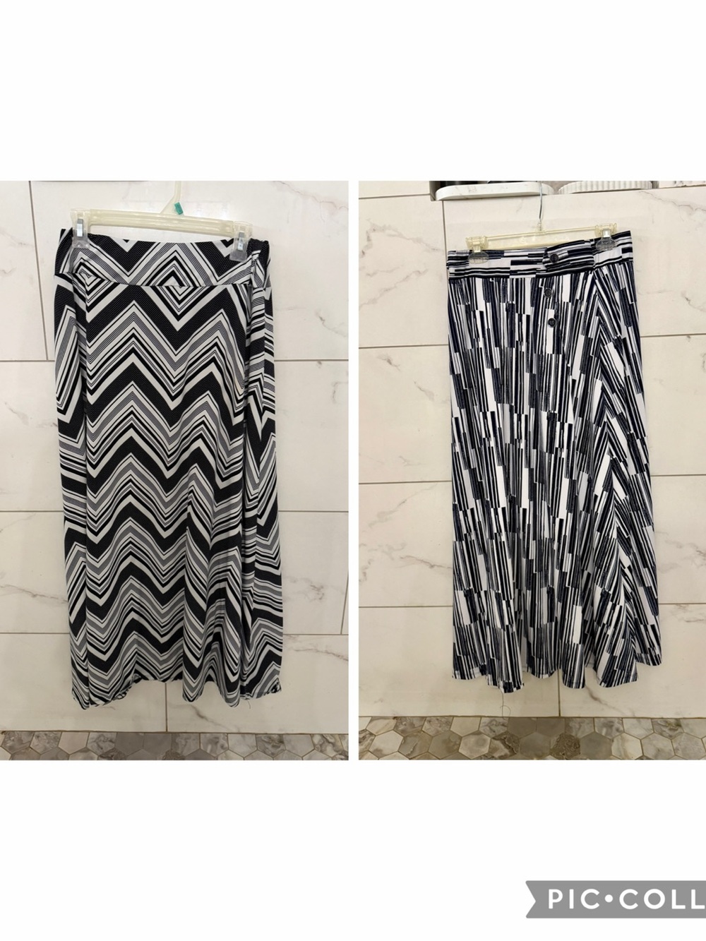 Bundle of Two—Robert Louis Navy & White and Black & White Maxi Skirts XL(p)